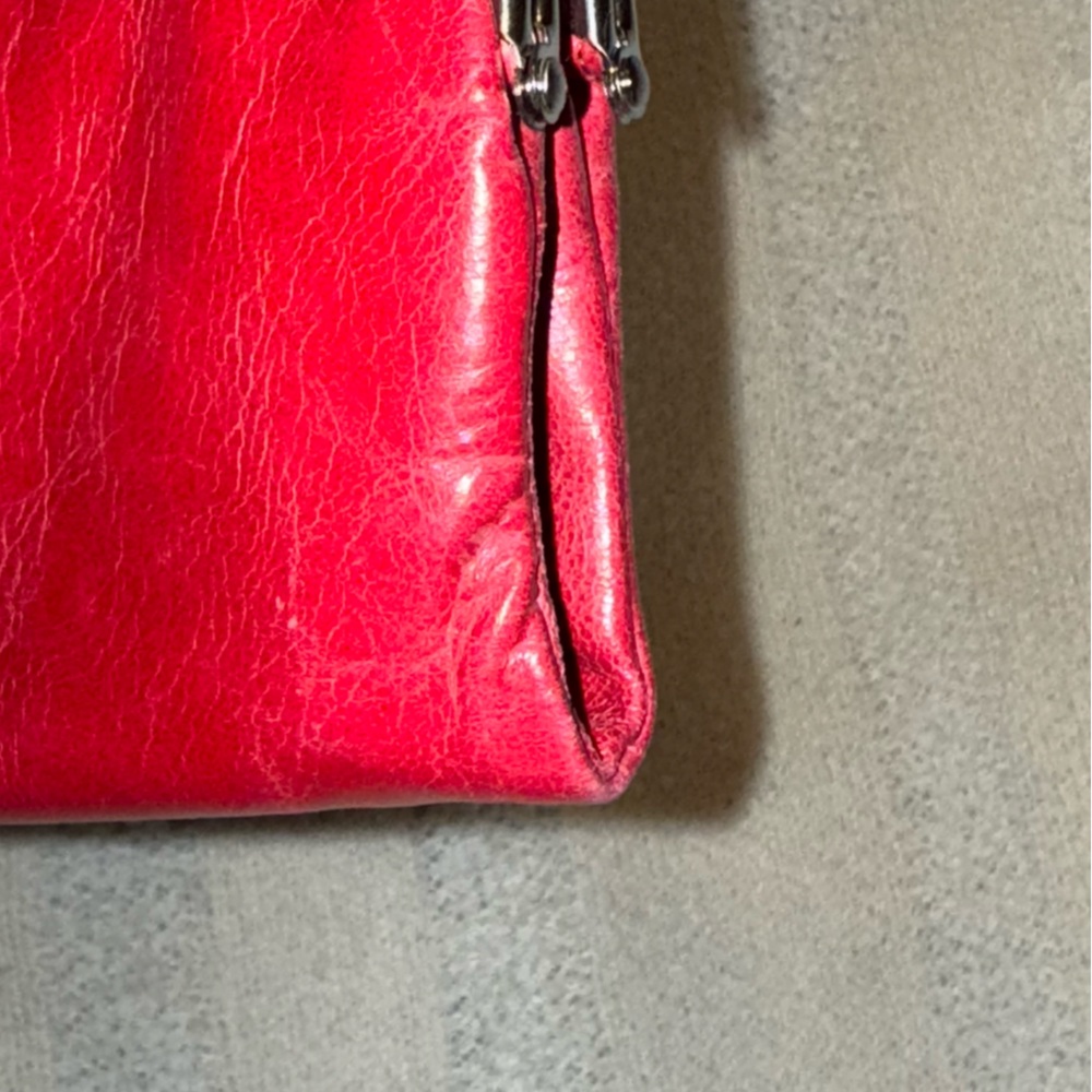 New HOBO International Lauren Double Frame Red Leather Wristlet Clutch - Picture 5 of 8